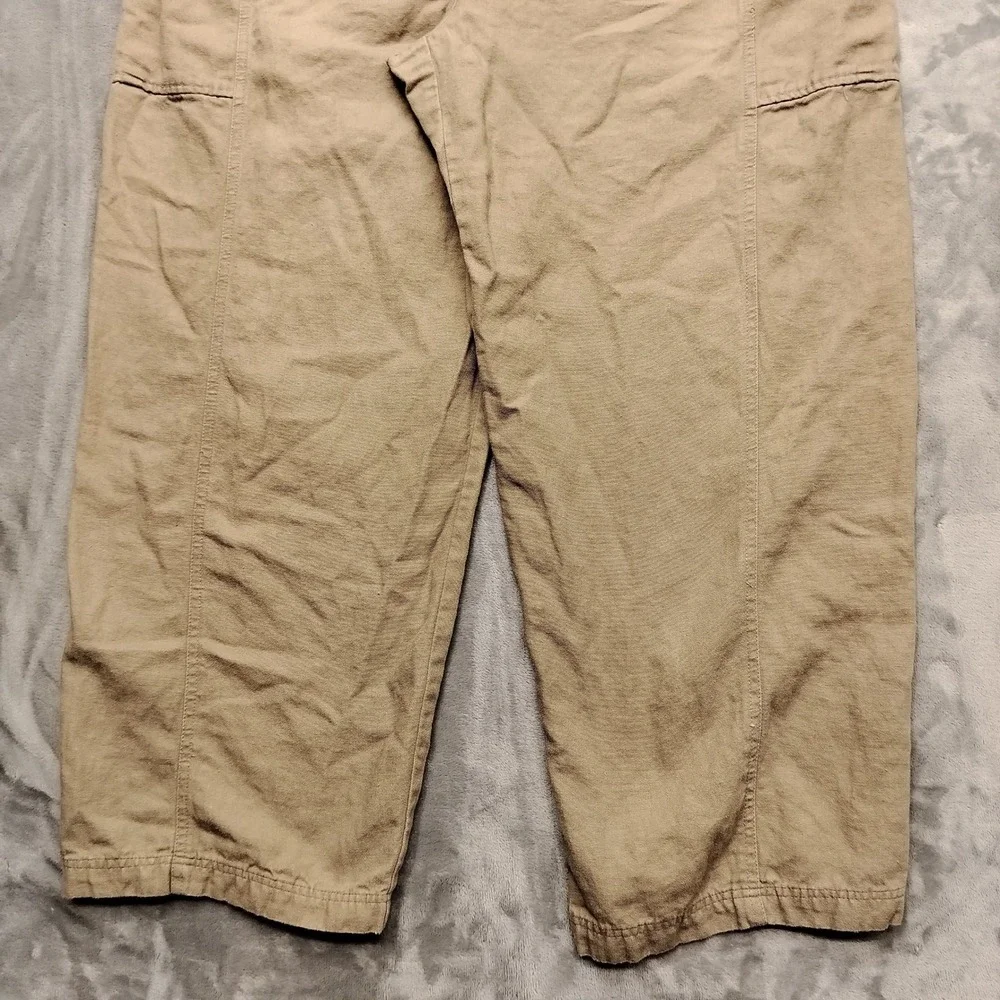 VTG La Cabana Pants Mens 38x28 Tan Cargo Casual Linen Blend Flat Front